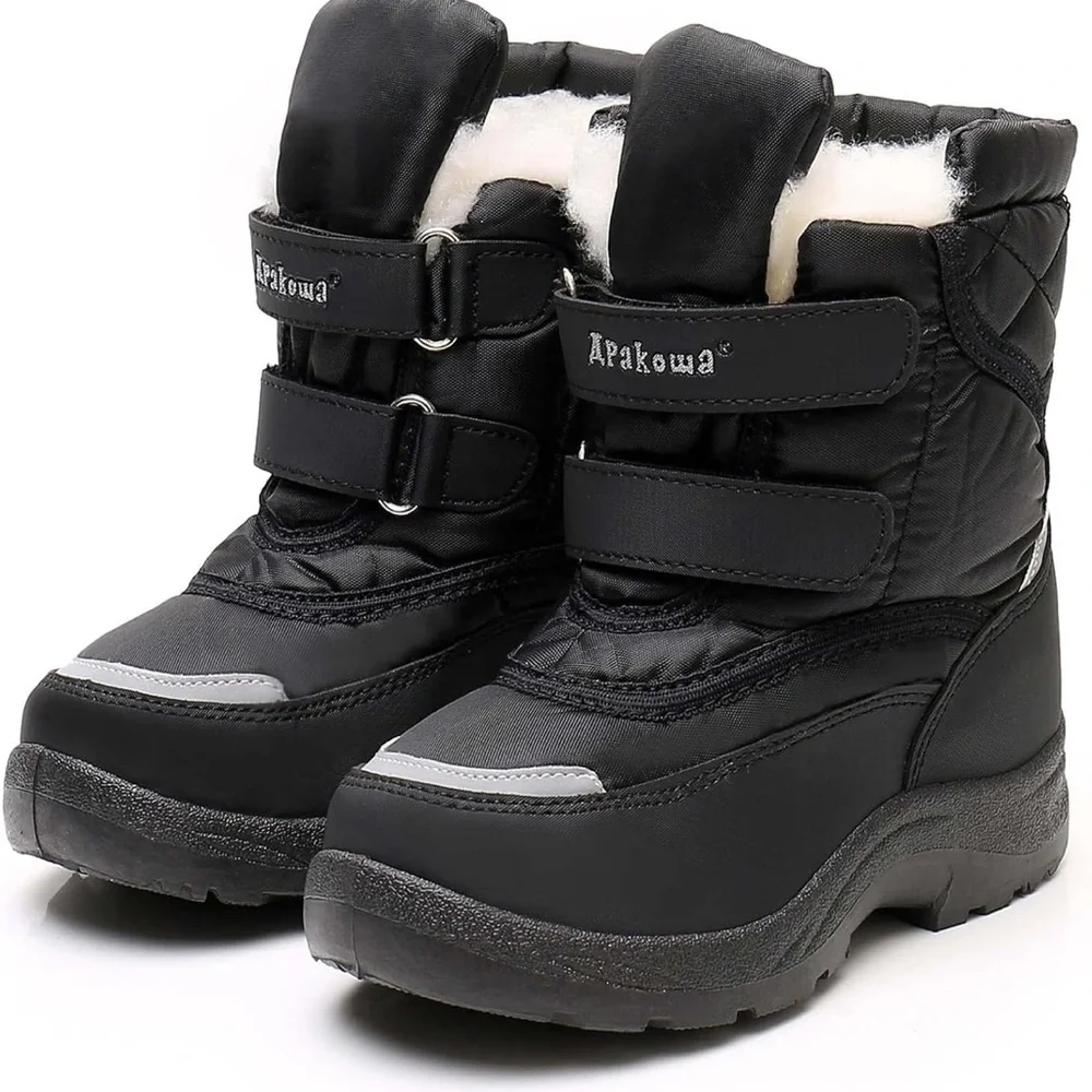 Apakowa Kid's Boys Girls Winter Snow Boots 1 little kid/ 641